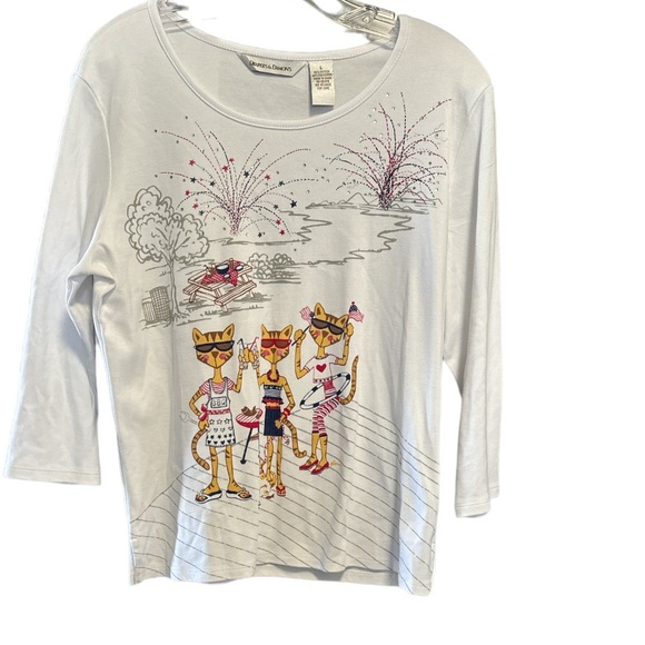 Drapers & Damon’s firework Cats Tshirt sz Large - Picture 1 of 5